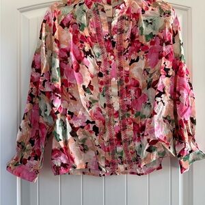 Floral Women's Blouse - Pink and Green